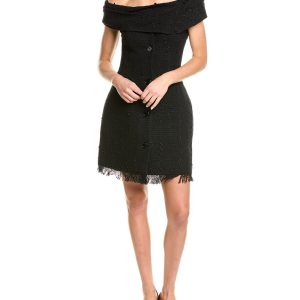 Oscar de la Renta Boucle Tweed Kleid aus Seide, umhüllt 7766573350972