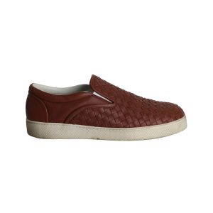 Bottega Veneta Dodger zum Hineinschlüpfen-Sneaker aus braunem Intrecciato-Leder