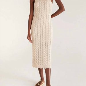 Camille Crochet Midikleid in natürlich