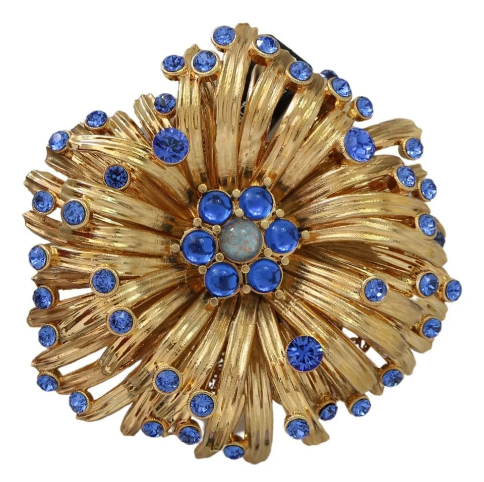 Dolce & Gabbana Messing blau Kristalle Verschönerte Schmuck Damen Brosche