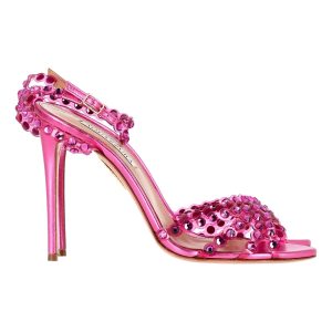 Aquazzura Tequila Plexi Sandalen 105 aus rosa Leder