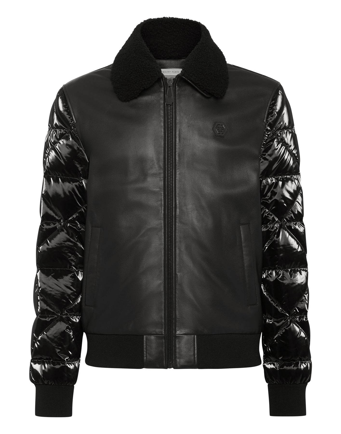Jacke aus Leder und Nylon