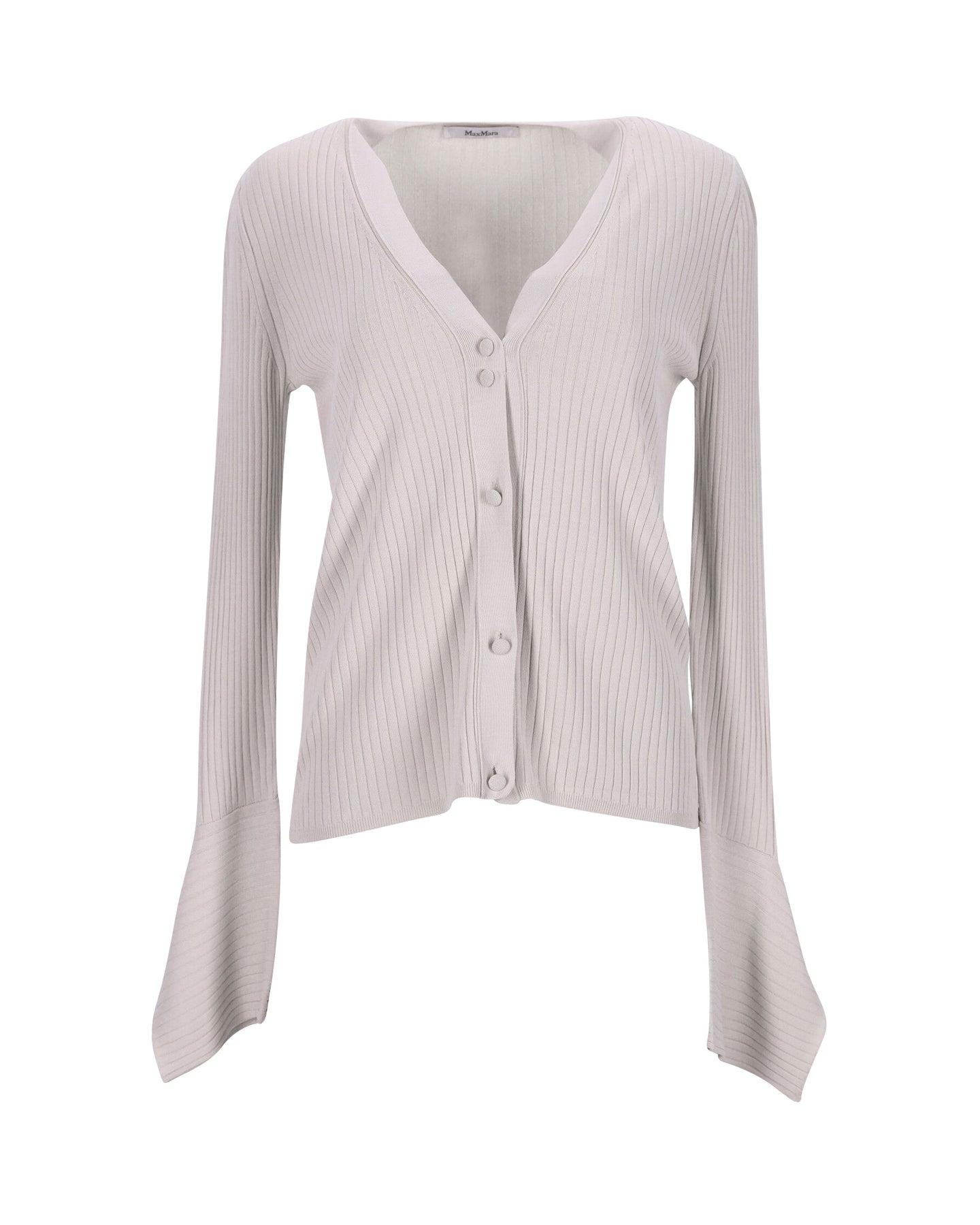 Max Mara Strickjacke mit Rippenmuster in Ecru Viskose