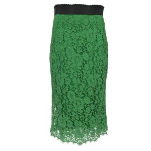Dolce & Gabbana Midirock aus Spitze in grüner Baumwolle