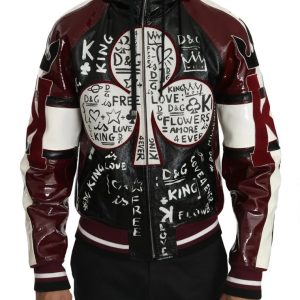 Dolce & Gabbana Kapuze Leder dg König der Liebe Herren Jacke 7676554149948