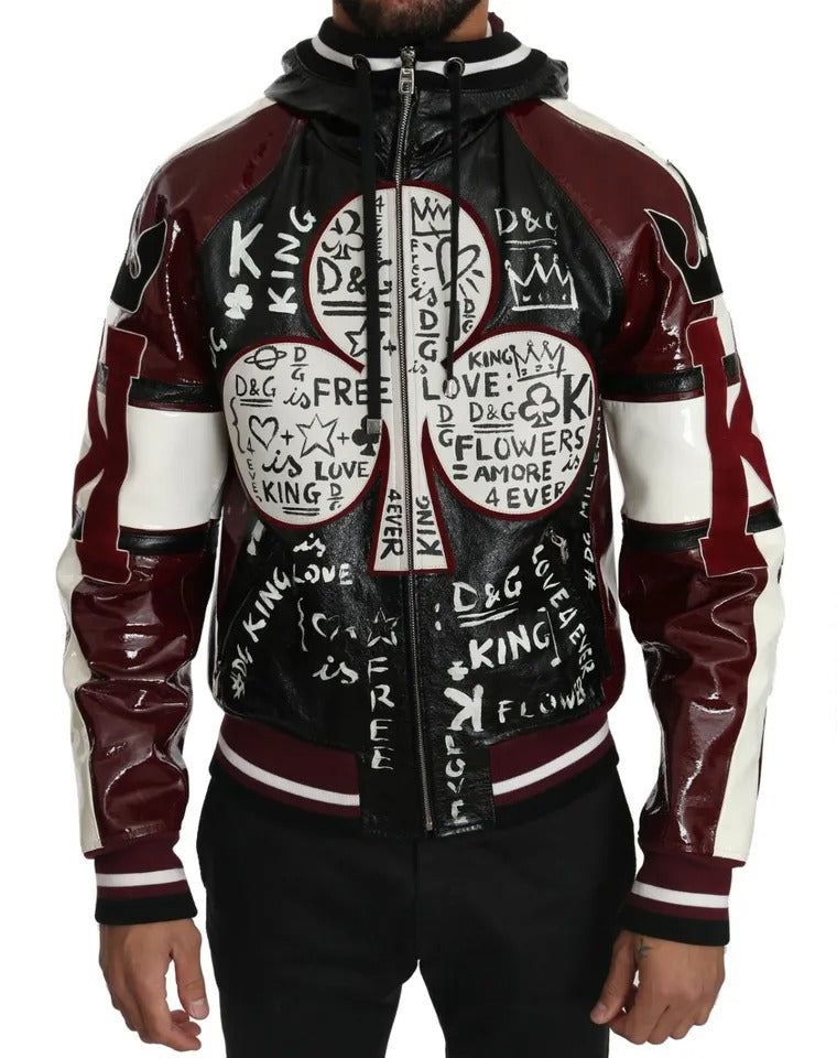 Dolce & Gabbana Kapuzenjacke DG King of Love aus Leder