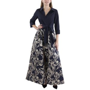 Jacquard Krawatte vorne Hemdkleid
