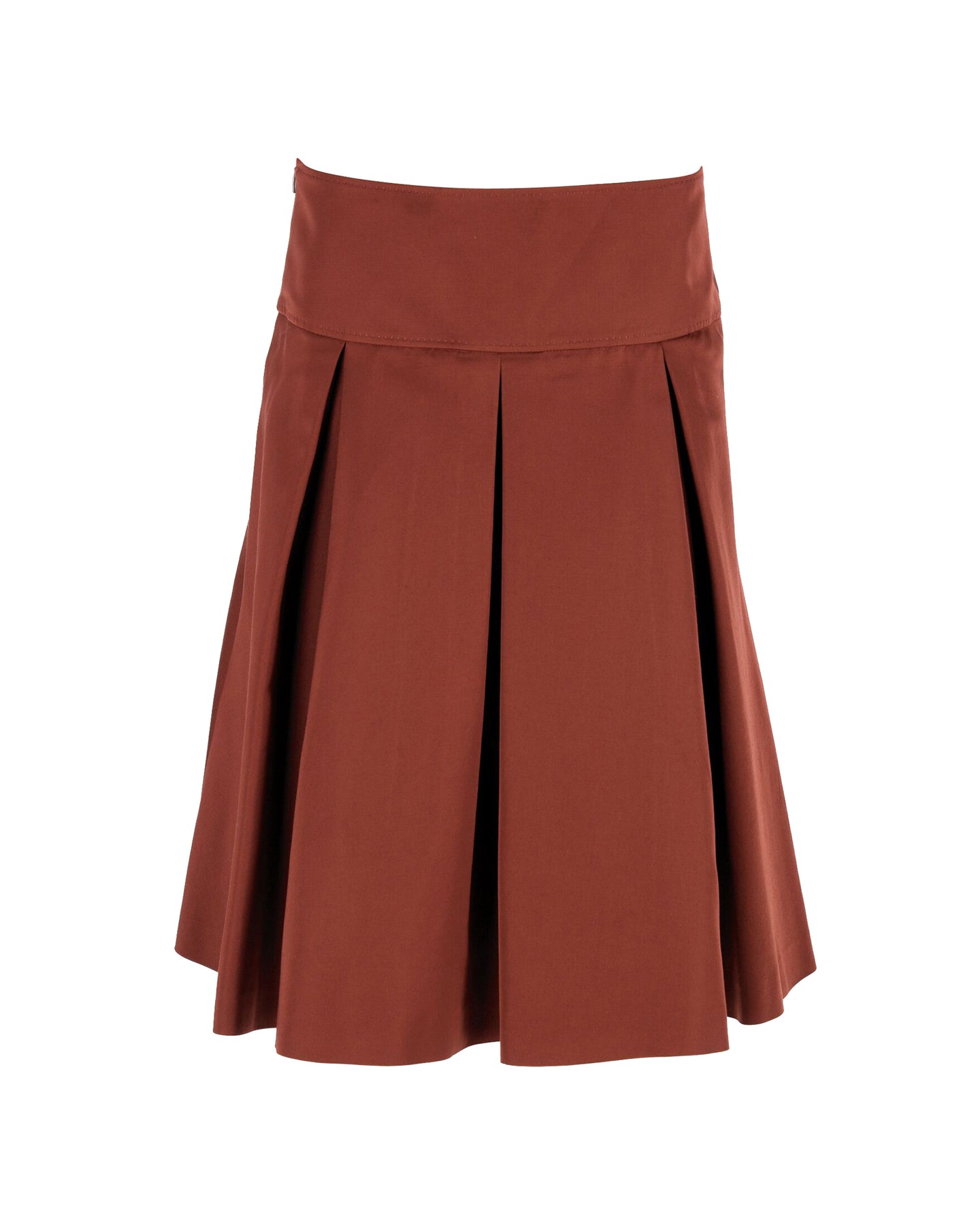 Hugo Boss Box Plissee Midirock aus ockerbraunem Polyester