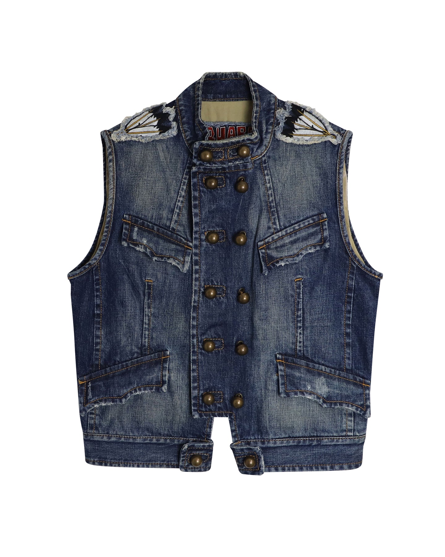 Dsquared2 Zweireihige Jeansweste aus blauer Baumwolle