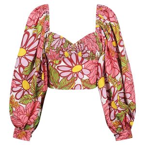 Damen übertriebene Puff Ärmel oben in Frida