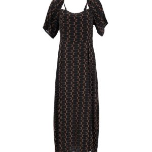 Reformation bedrucktes Midikleid in schwarzer Viskose 7766545629244
