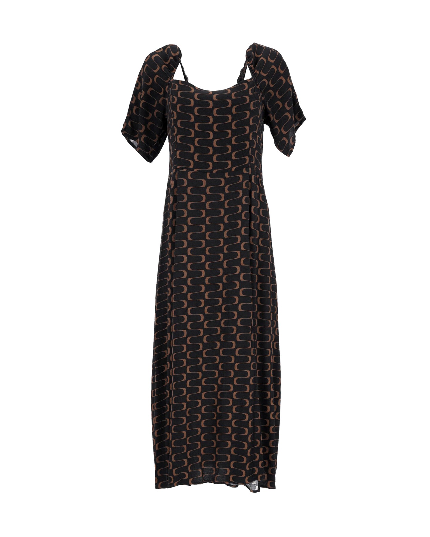 Reformation Bedrucktes Midikleid aus schwarzer Viskose