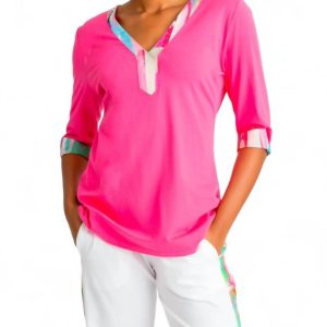 Batikmuster Mixer Tee im heißen Rosa