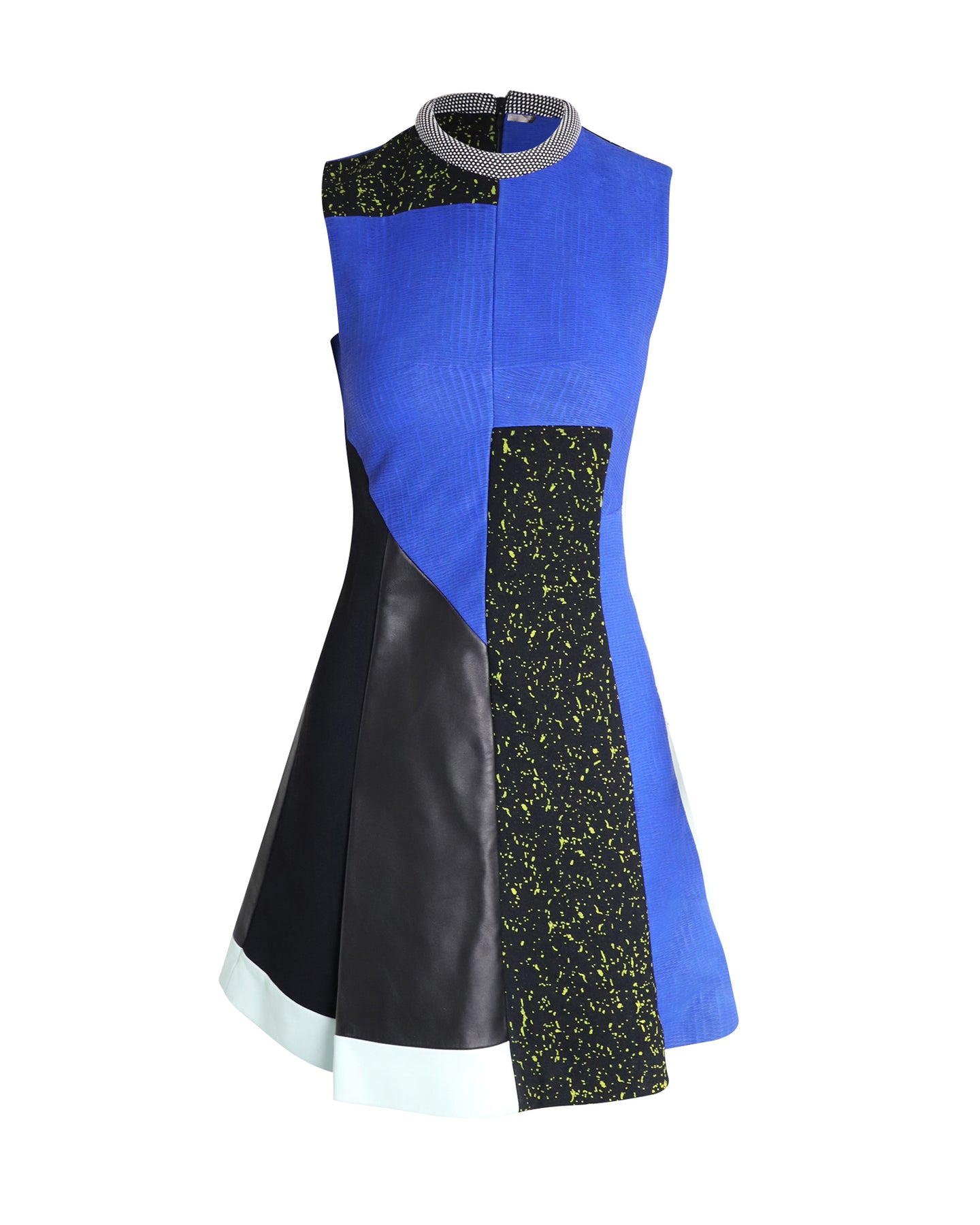 Proenza Schouler Patchworkkleid aus Leder in Blau Vicsose