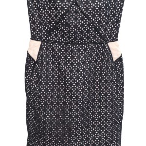 Maje Lochstickereinrohr Minikleid aus schwarzer Baumwolle 7766568271932