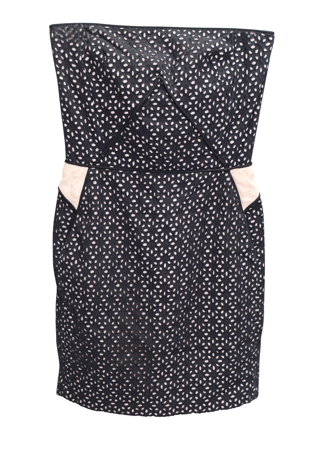 Maje Ösenrohr Minikleid aus schwarzer Baumwolle