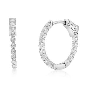 Sterling Silber oder Gold überzogen über Sterling Silber 20mm Innen-Außen Runde CZ Creolen