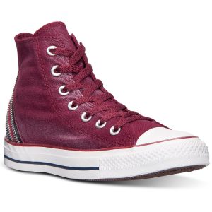Tri Zip Sparkle Waschung Canvas mit Schnürung hohe Top Sneaker