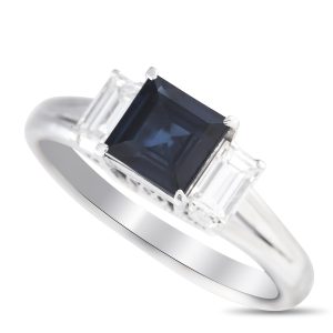 LB Exclusive Platinum 0.40ct Diamond and Sapphire Three Stone ring #3601 – 7676545105980