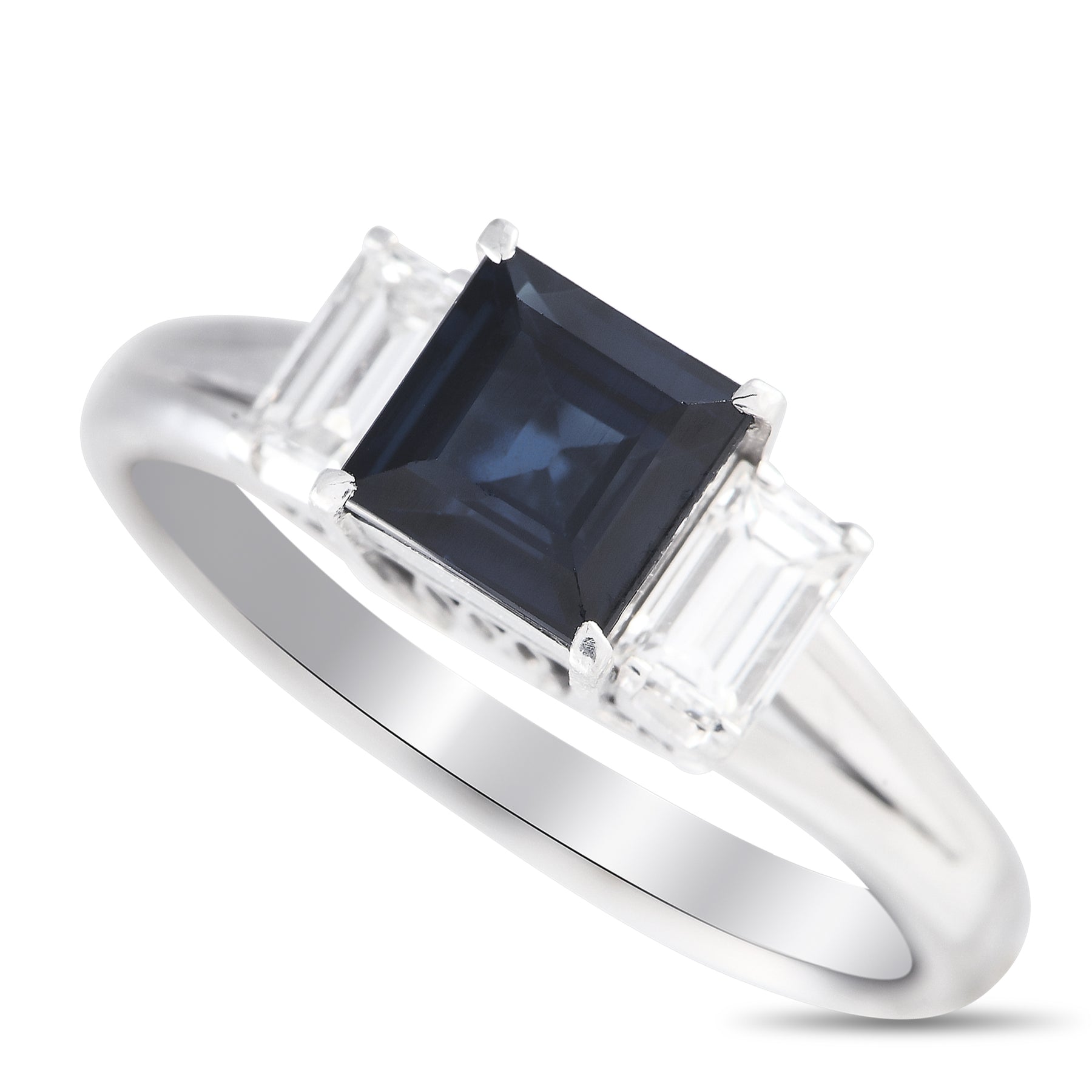 LB Exclusive Platin 0.40ct Diamant und Saphir drei Stein Ring #3601