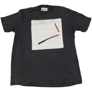 Maison Martin Margiela bedrucktes Rundhals-T-Shirt aus grauer Baumwolle 7766505455676