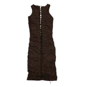 Unravel Project gerafftes Schnürkleid – Braun