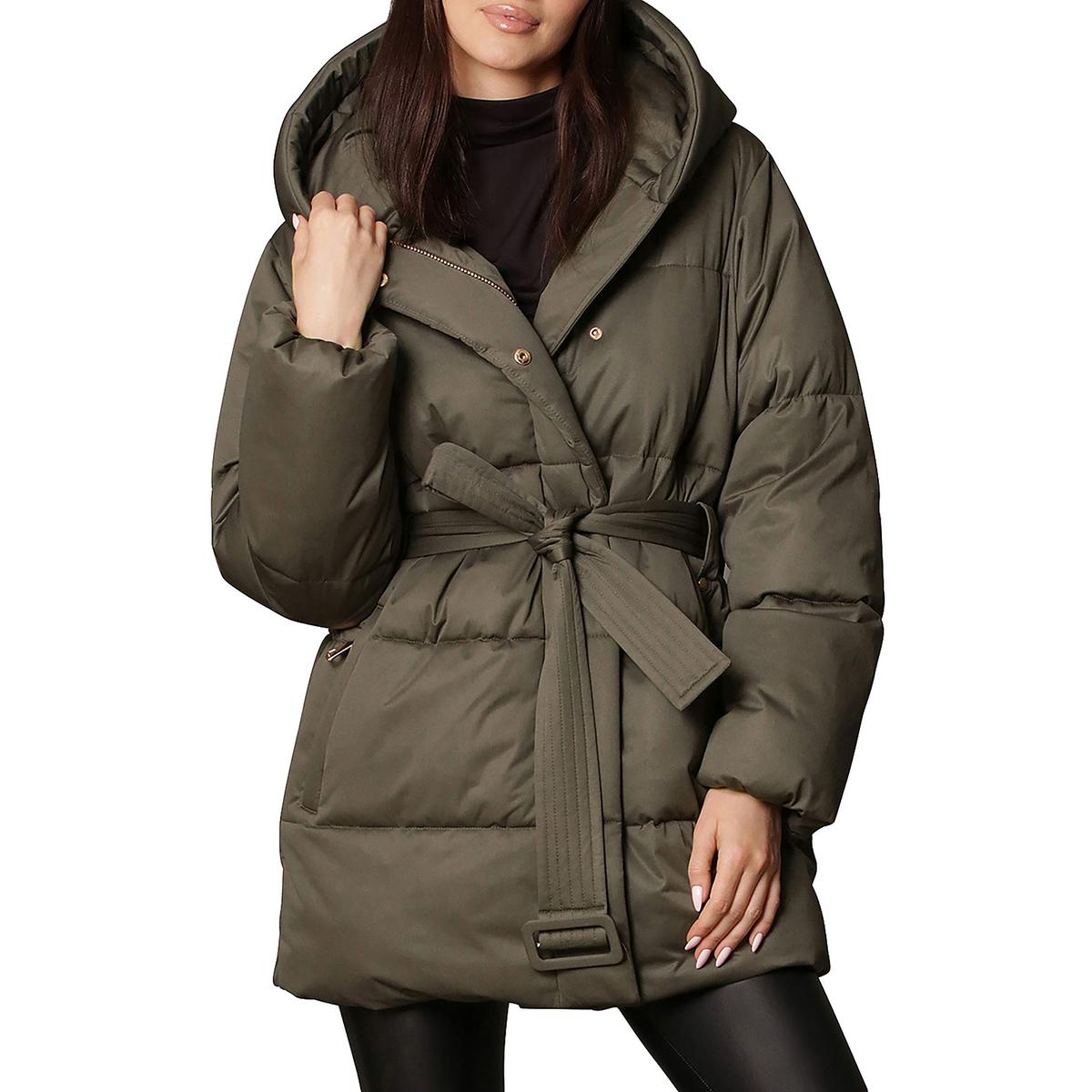 Kapuzen Wrap Puffer Mantel mit Gürtel