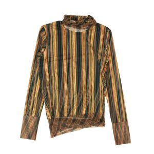 Y/Project Exklusiver Rollkragenpullover aus bedrucktem Netz – Orange/Mehrfarbig
