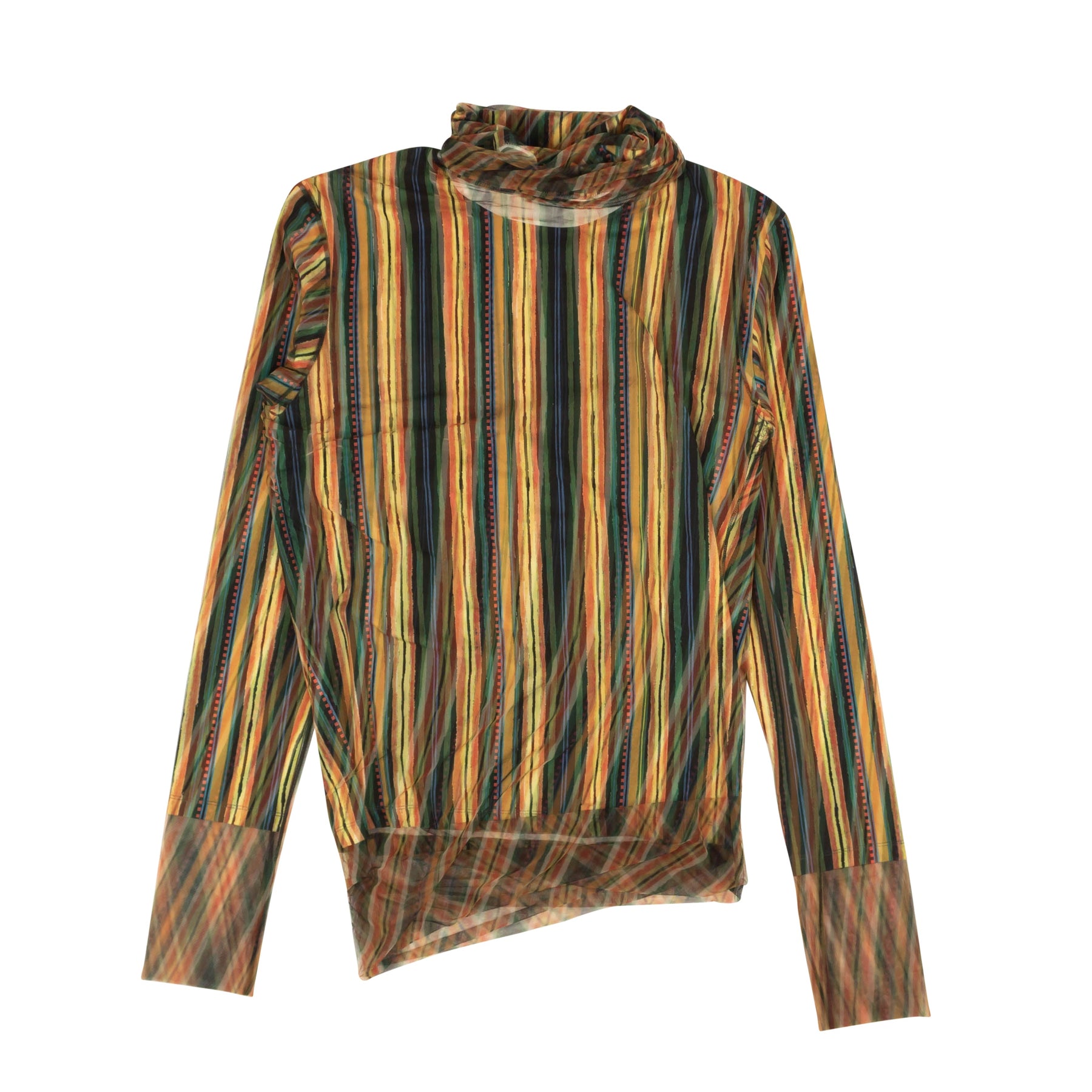 Y/Project Exklusiver Rollkragenpullover aus bedrucktem Netz – Orange/Mehrfarbig