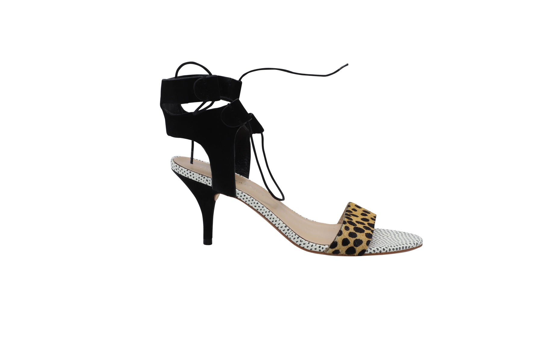 Loeffler Randal Ambrose Sandalen mit Schnürung aus Gepard und schwarzem Leder