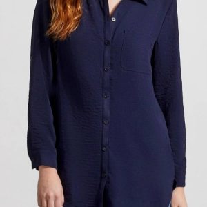 Kies Crepe Roll Sleeve Tunika bei Einbruch der Dunkelheit