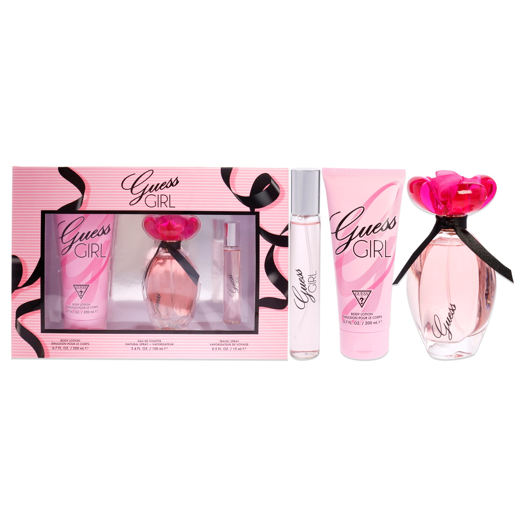 Guess Girl von Guess for Women – 3 Pc Gift Set 3.4oz Eau de Toilette Spray, 0,5 Unzen EDT Spray, 6,7 Unzen Körperlotion