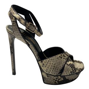 Saint Laurent Snakeskin Effect Tribute Platform Sandalen aus mehrfarbigem Leder 7766532751420