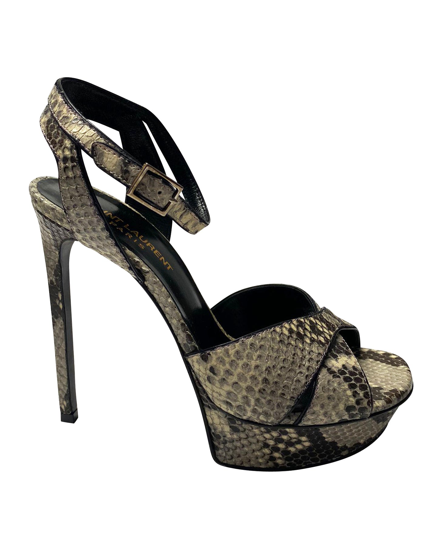 Saint Laurent Snakeskin Effect Tribute Plateausandalen aus mehrfarbigem Leder