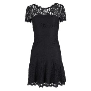 Diane von Furstenberg Fifi Mini-Spitzenkleid in schwarzem Rayon