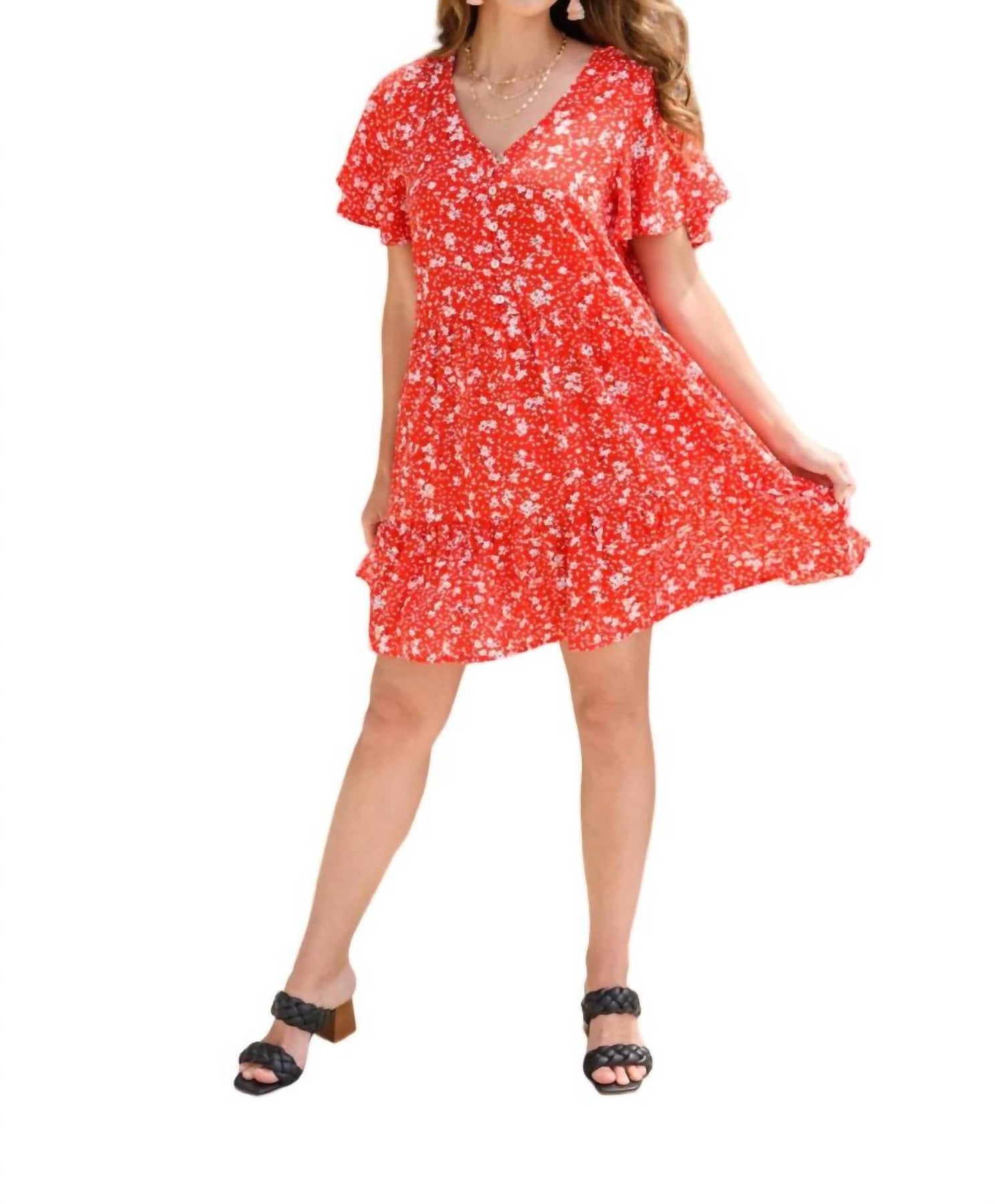 Der Weg zurück Kleid in rot mit Blumenmuster
