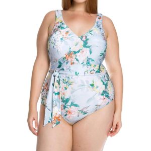 Krawattenseite One Piece Badeanzug – Plus In Femme Flora