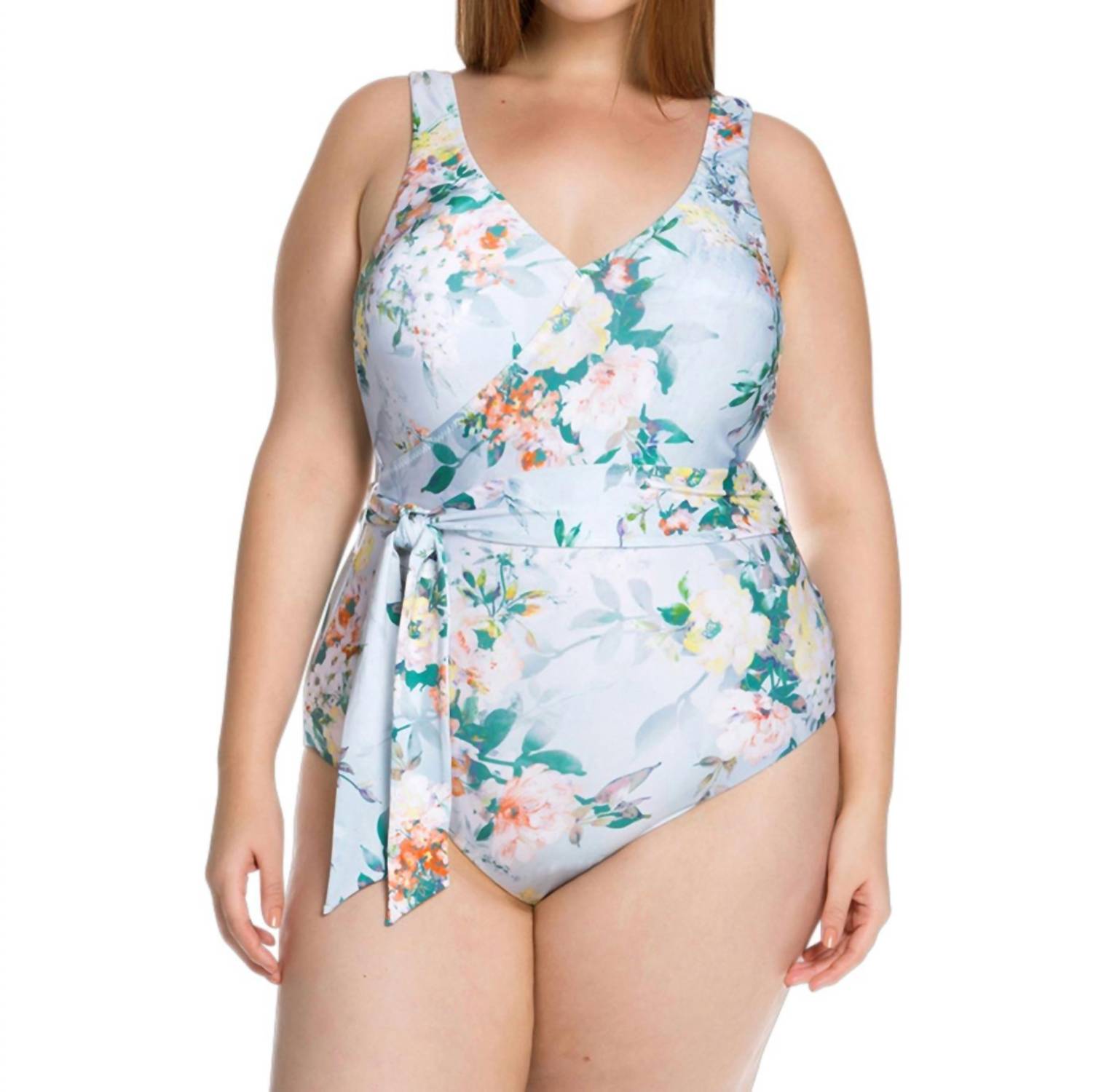 Krawattenseite One Piece Badeanzug – Plus In Femme Flora