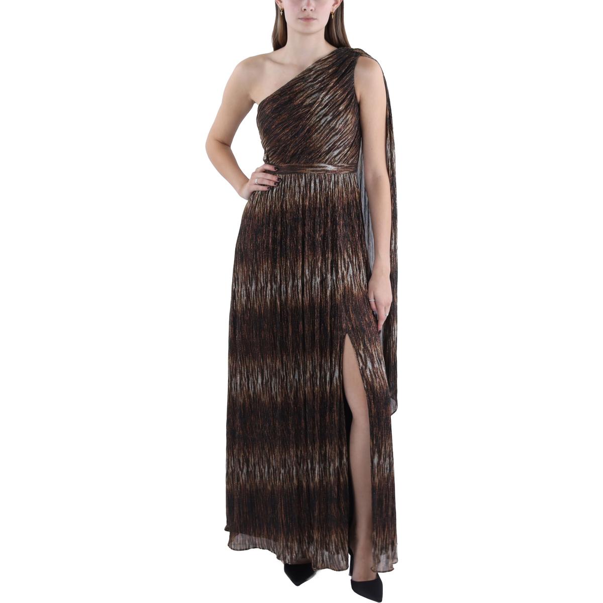 Metallic One Shoulder Abendkleid