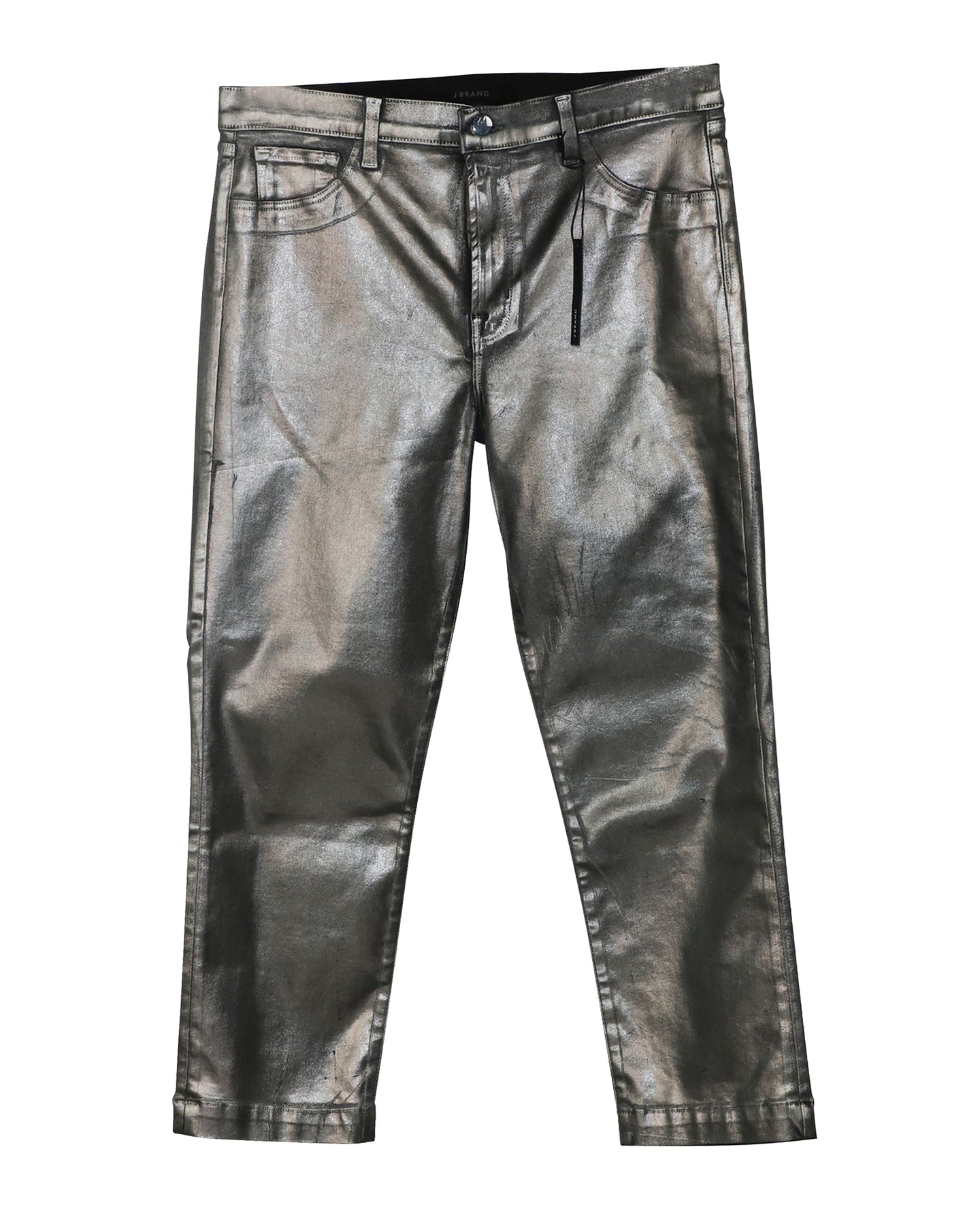 J Brand Rubin hoher Bund Crop Zigaretten-Jeans in Galaktische Silber Lyocell
