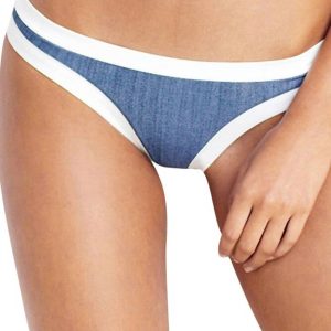 Damen Block Party Hipster Bikini Bottom im Meer Denim