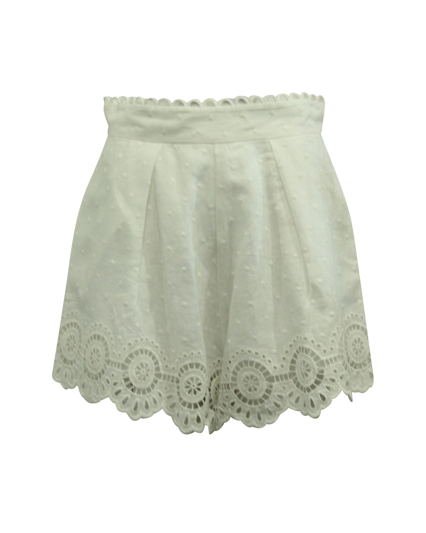 Zimmermann Bellitude Scallop Shorts aus weißem Leinen