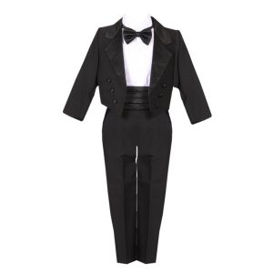Baby Jungen Schwarz 5 Stück Weste Jacke Hosen Besondere Anlässe Tuxedo Anzug 3-24M