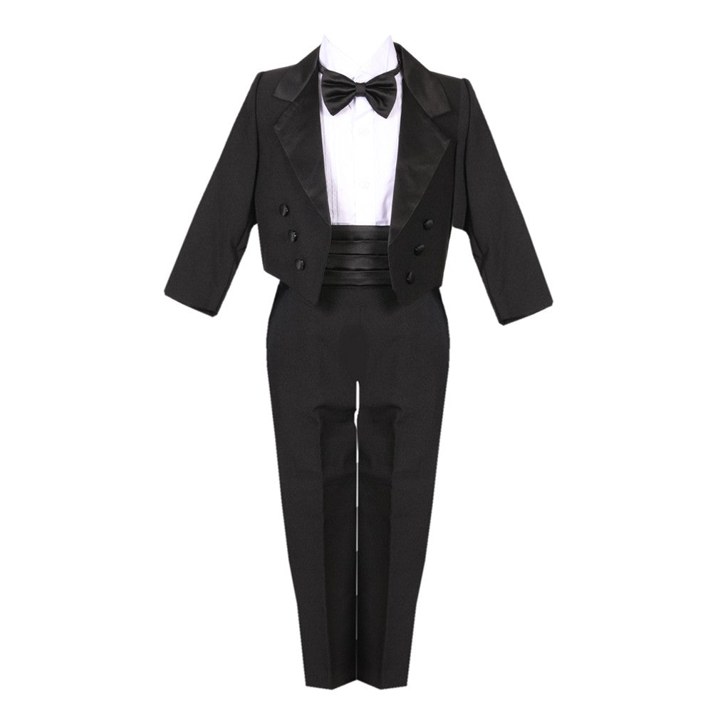 Baby Jungen Schwarz 5 Stück Weste Jacke Hosen Besondere Anlässe Tuxedo Anzug 3-24M