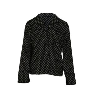 Michael Kors Studded Medallion zerstoßen Crepe Pajama Hemd aus schwarzem Polyester 7766512533564
