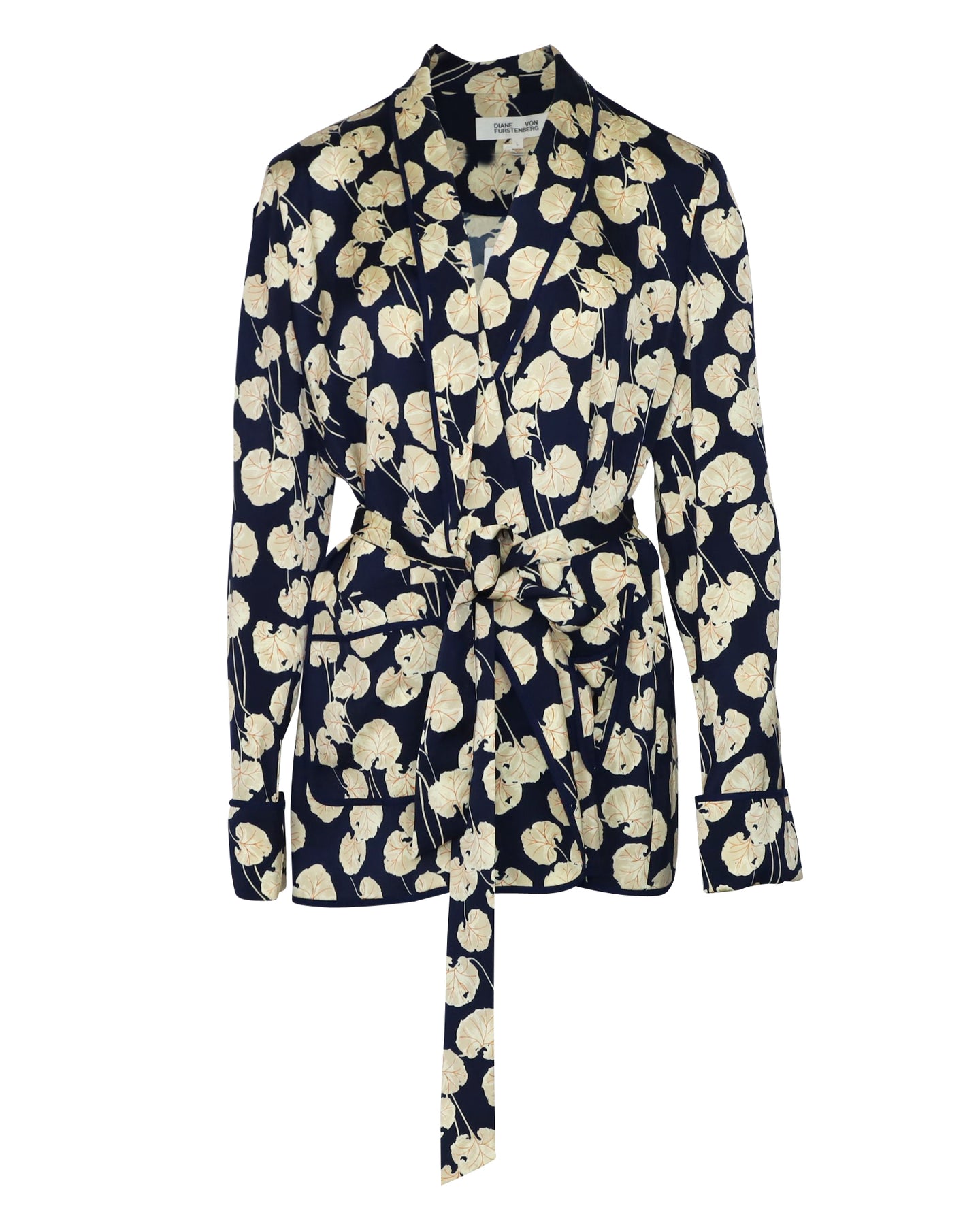 Diane Von Furstenberg Kimono Wrap Jacke aus dunkelblauer Viskose