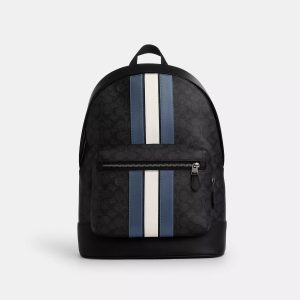 Coach Outlet West Rucksack aus charakteristischem Canvas mit Varsity Stripe