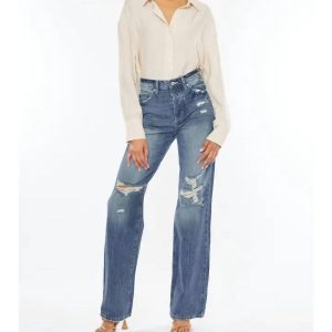 Lydia Hohe Erhöhung 90 s jean in denim-mittelwäsche 7766561914940