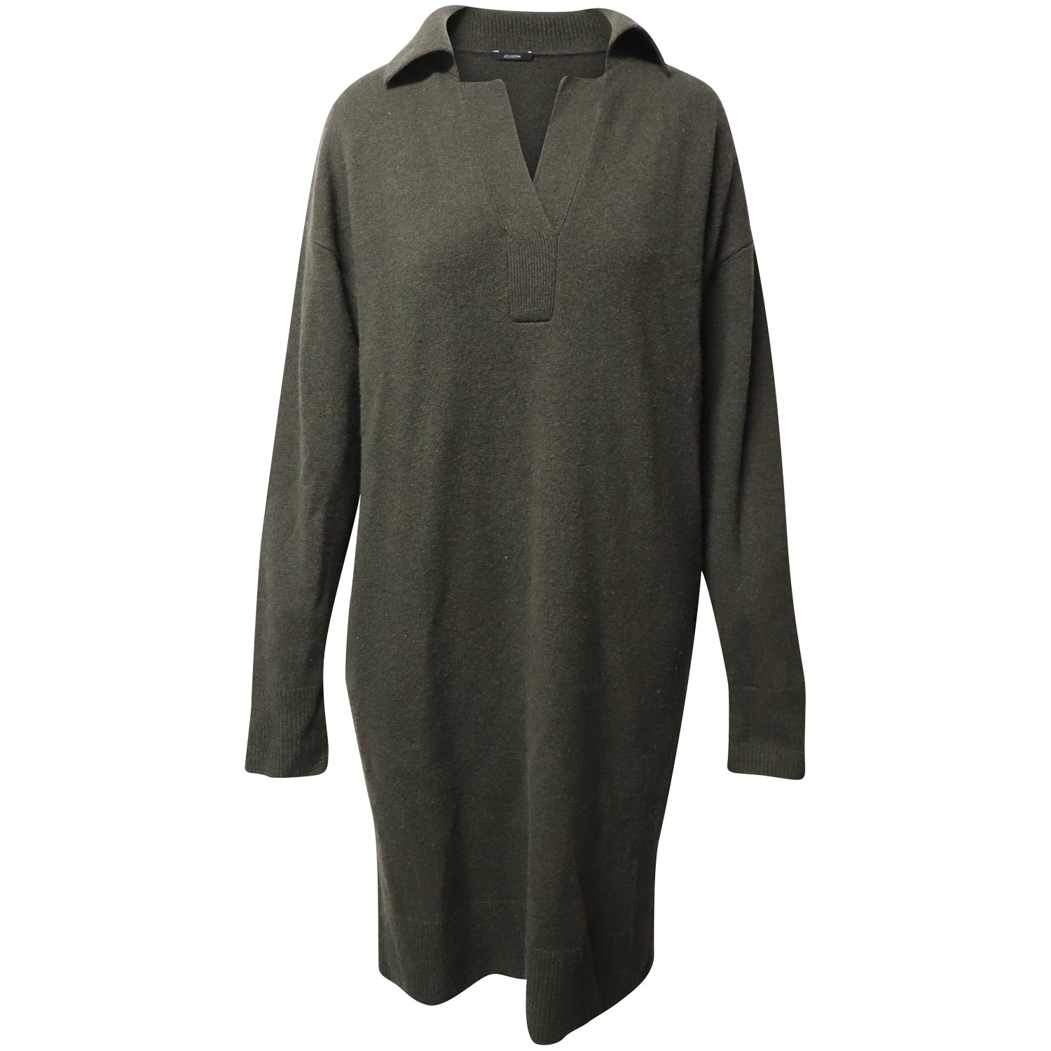 Joseph Oversize Strickkleid aus dunkelgrüner Wolle