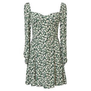 Reformation Blumen-Print Mochi Minikleid in grüner Viskose 7773669556284